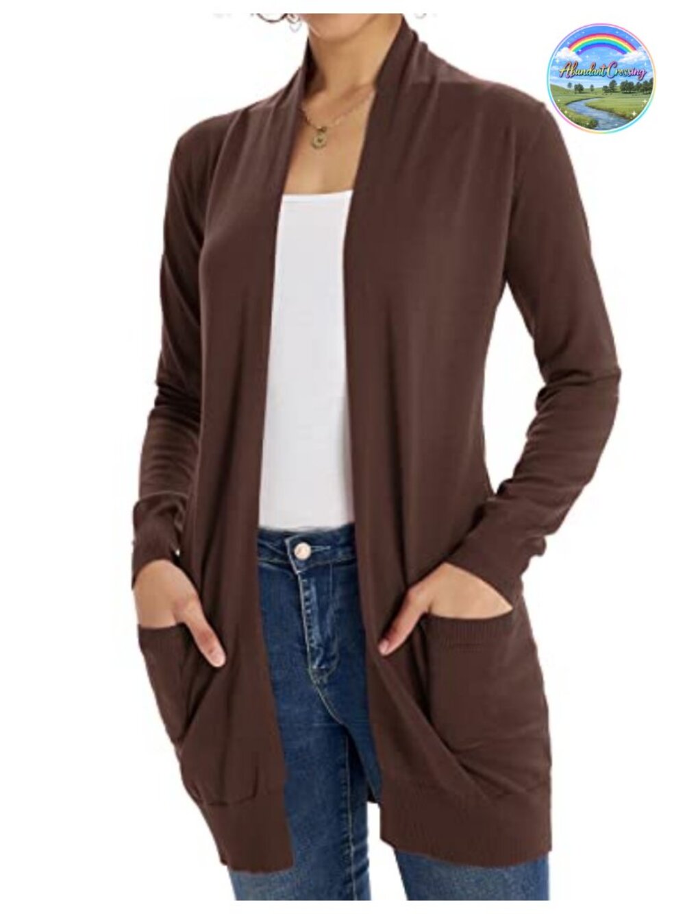 Lightweight Open Front Cardigan Sweater with Pockets Long Sleeve Shrug